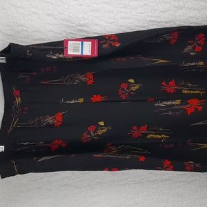 Vince Camuto Wide Leg Pants Size XL Floral Black A0130